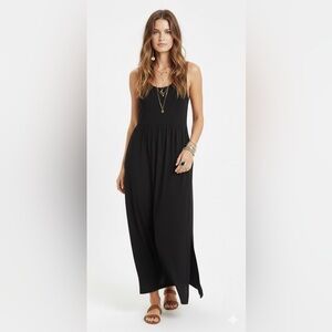 A NEW DAY Black Knit Sleeveless Side Slit Maxi Dress with Pockets Small